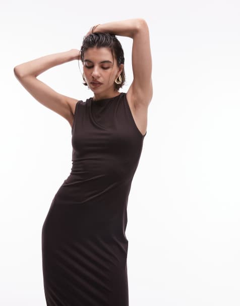 Mango – Figurformendes Midikleid in Schokobraun - view 1
