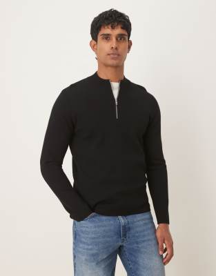 Voqeen Herentrui met halve ritssluiting, lange mouwen, gebreide wintertrui met ritssluiting, coltrui, solide, warme werktrui, sweater voor mannen, Kaki, XXL