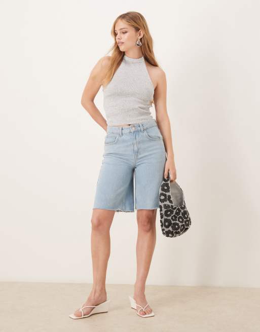 Mango fine knit halterneck top with metalic finish in sliver, 2 of 4