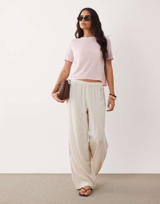 Mango fine knit short sleeve t-shirt in pink, 3 of 4