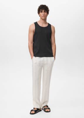 Mango Fine Knit Tank Top In Black