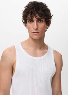 Mango Fine Knit Tank Top In Neutral