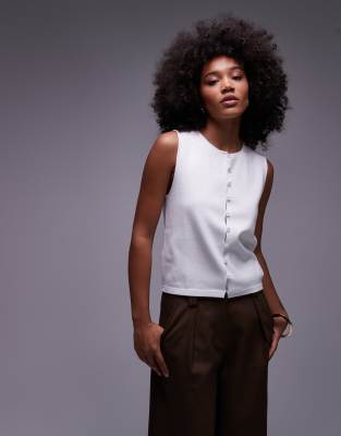 Mango Fine Knit Tank Top In White