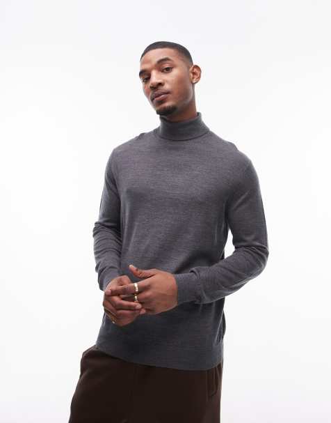 Mango fine knit turtle neck long sleeve jumper in grey - view 1