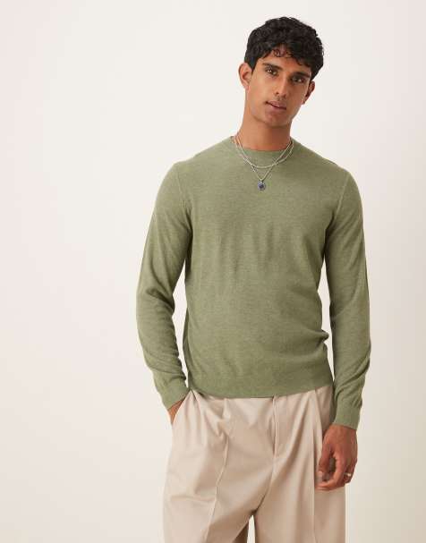 Mango fine knitted jumper in green - view 1