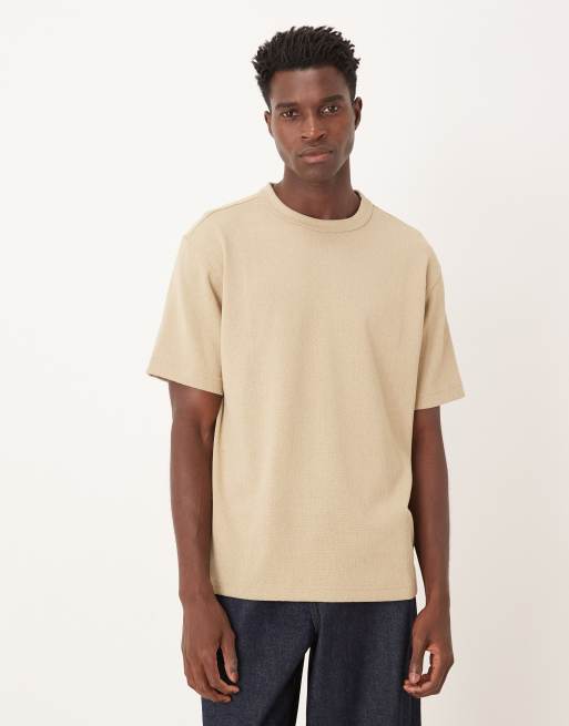 Mango fine knitted t-shirt in beige