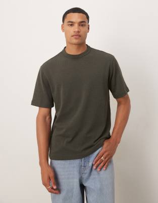 Mango fine knitted t-shirt in charcoal-Grey