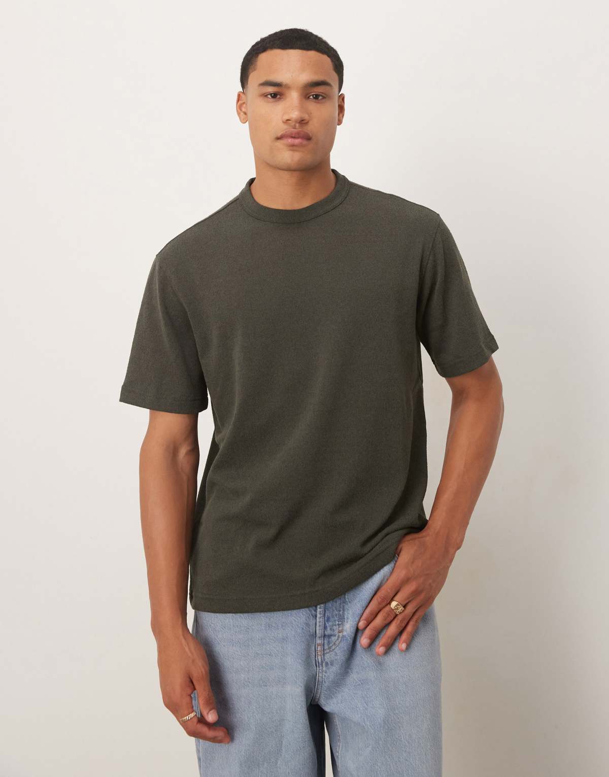 Mango fine knitted t-shirt in charcoal