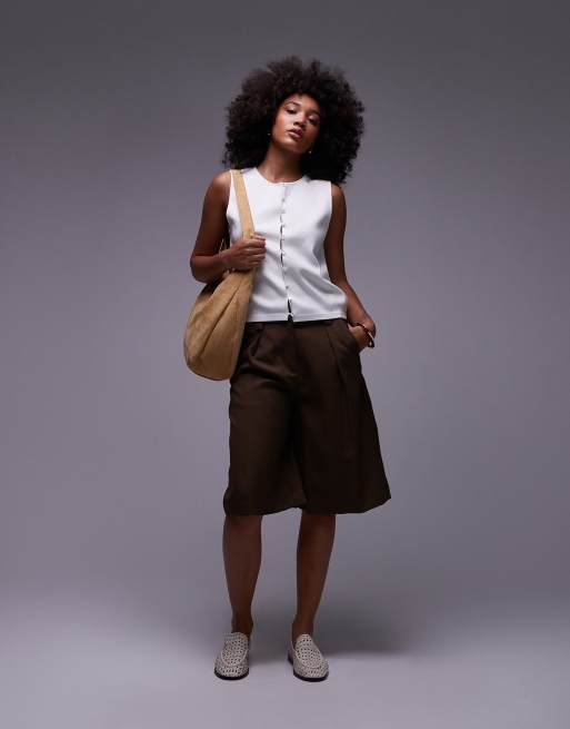 Mango fine knitted vest in white, 3 of 4