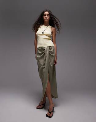 Mango Fine Ribbed Linen Mix Tank Top In Neutral