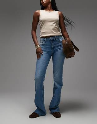 Mango Mango Fiona cotton straight frayed hem jean in light blue