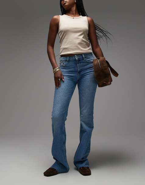 Mango Fiona cotton straight frayed hem jean in light blue - view 1