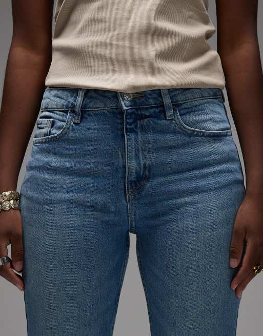 Mango - Fiona - Jeans dritti in cotone azzurri con fondo sfrangiato, 4 di 5