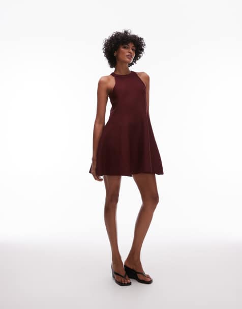 Mango fit and flare mini dress in cherry red