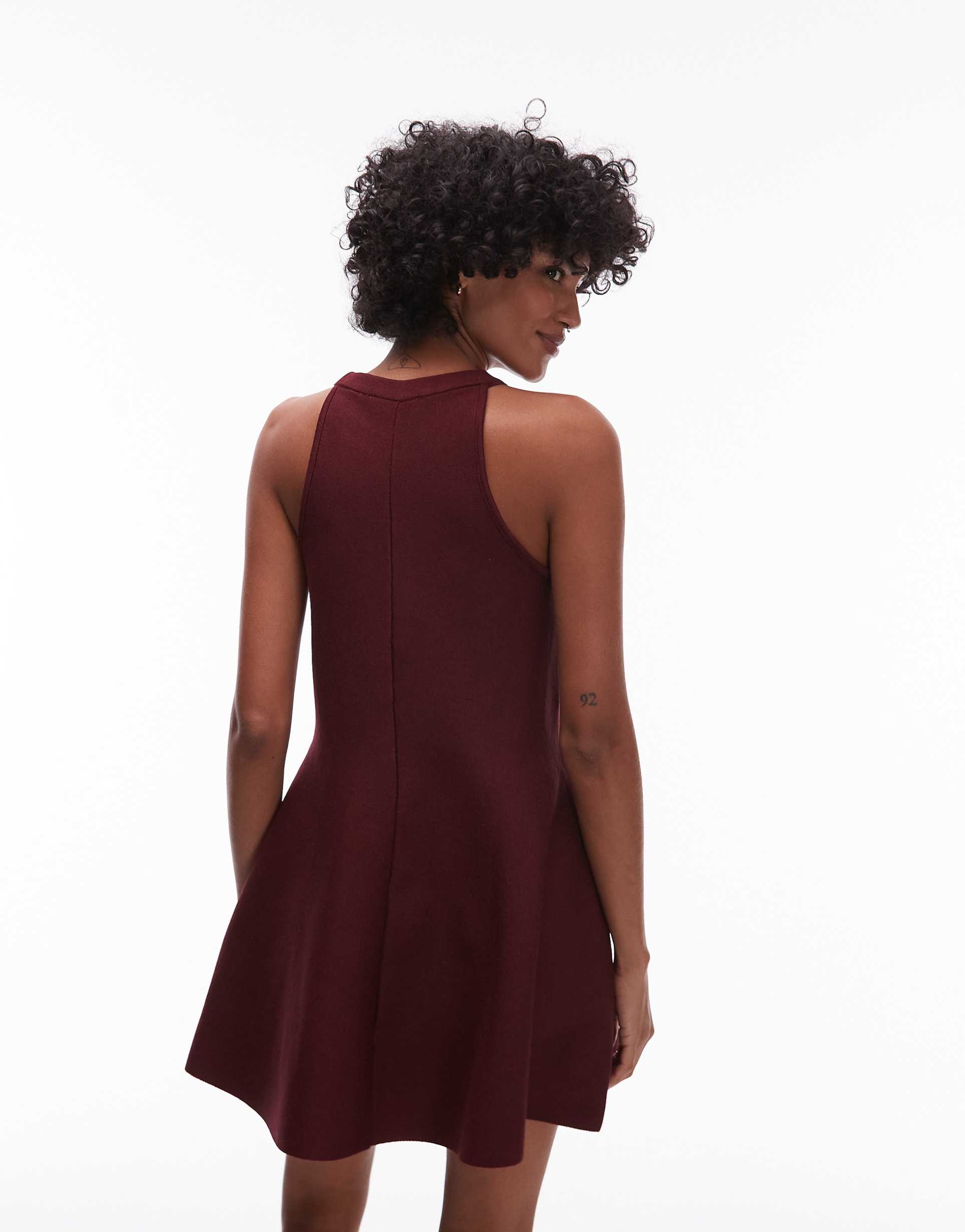 mango fit and flare mini dress in cherry red