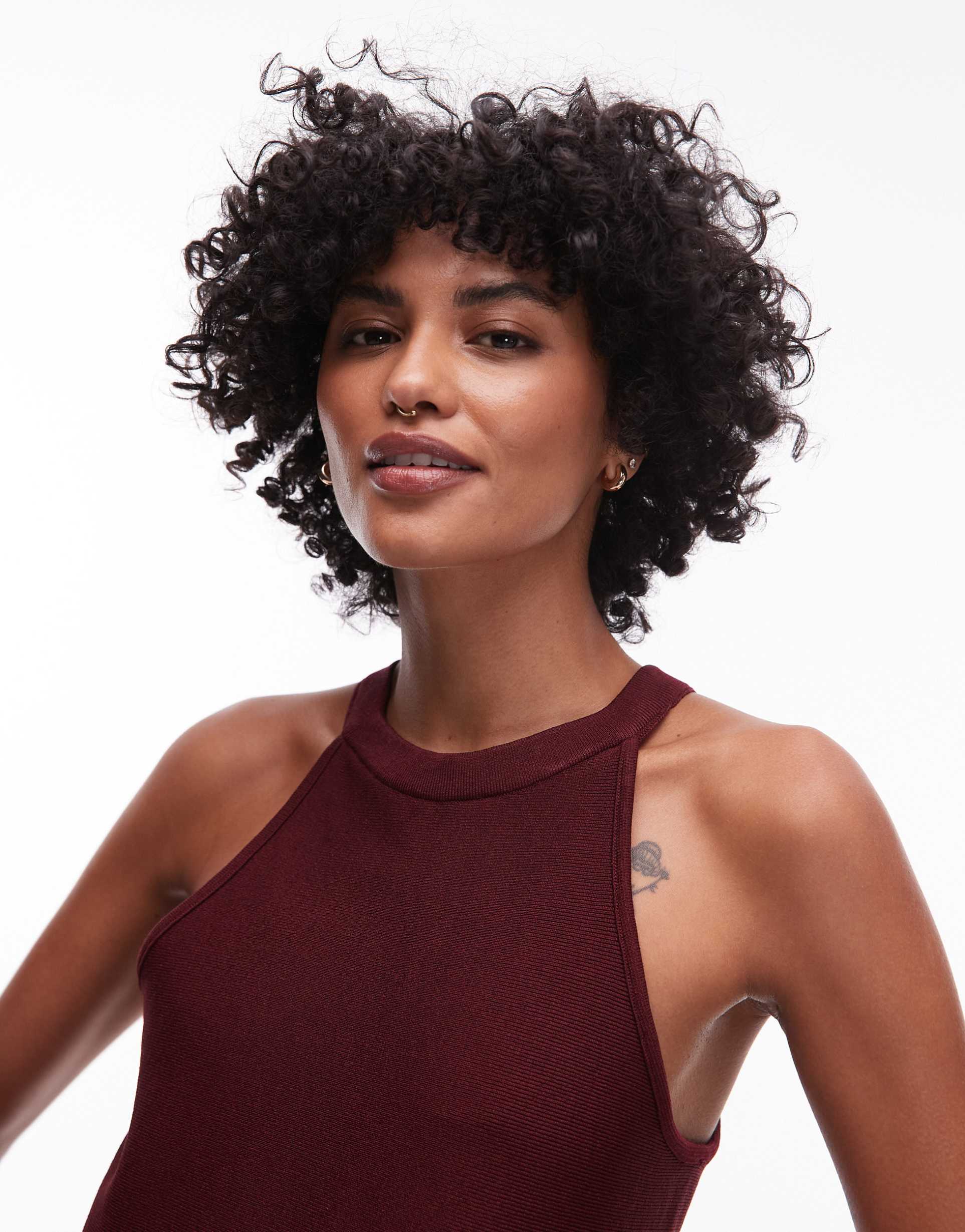 mango fit and flare mini dress in cherry red