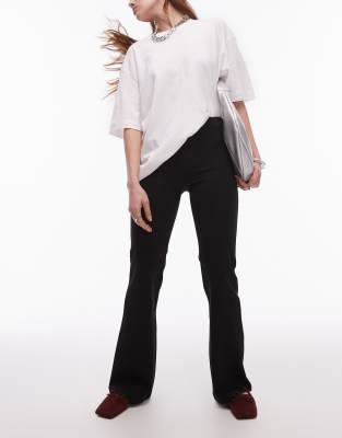 Mango Mango fitted high waist flare trouser in black