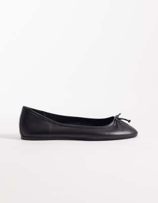 Mango - Flache Ballerinas aus 100% Leder in Schwarz