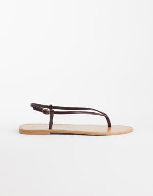 Flache Riemchensandalen aus 100% Leder in Burgunderrot Rot 36