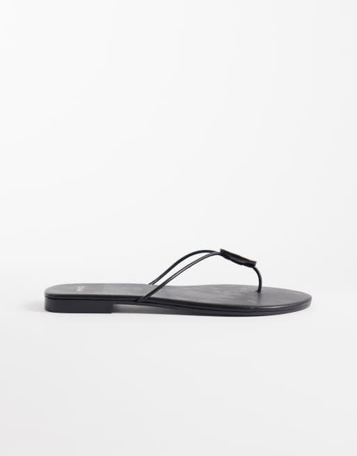 Mango – Flache Sandalen aus 100% Leder in Schwarz mit Perlendetail, 2 von 4