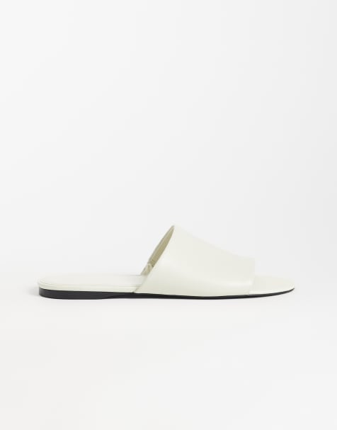 Mango – Flache Sandalen aus 100% Leder in Weiß - view 1