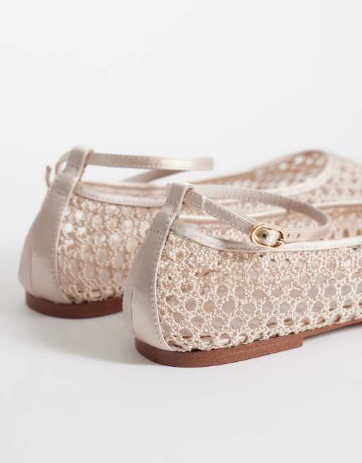Mango – Flache Schuhe in Beige mit Webstruktur, 4 von 4