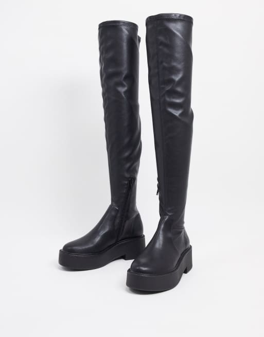 Mango Flache Stiefel Mit Hohem Schaft In Schwarz Evesham Nj