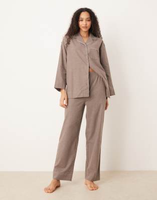 Mango - Flanell-Pyjamahose aus reiner Baumwolle in Braun-Brown