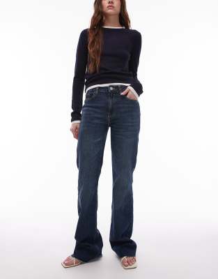 Mango Flare Leg Jeans In Indigo Blue