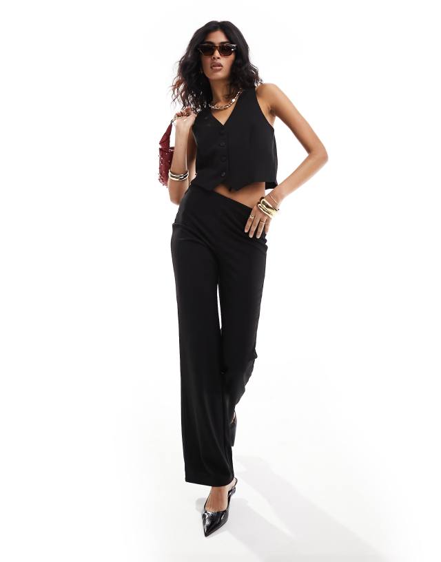 Mango - flared co-ord trousers in black