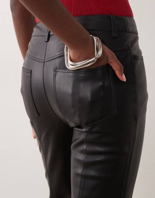 Mango flared faux leather trouser in black, 2 of 5