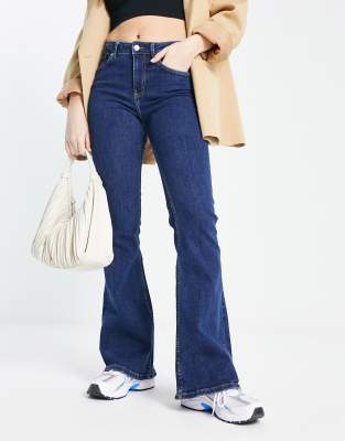 Mango Flared Jeans In Mid Blue