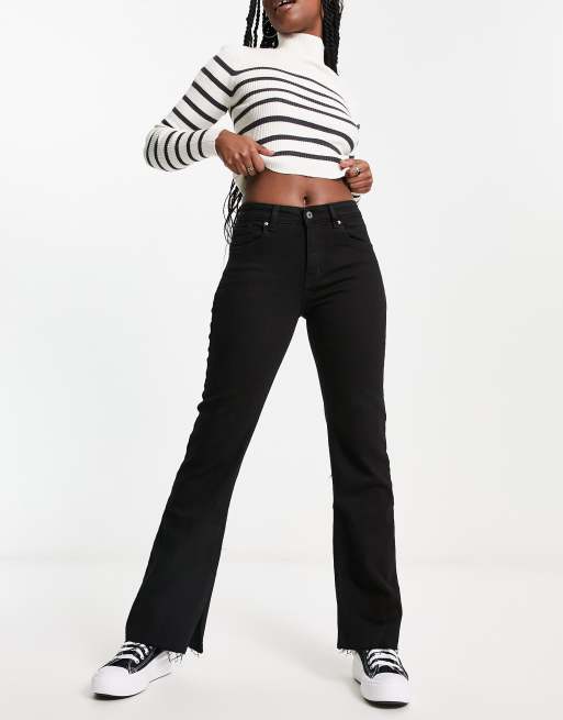 Mango flared jeans with split hem detail in black | ASOS