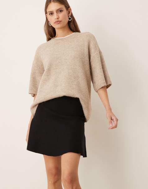 Mango flared mini skirt in black