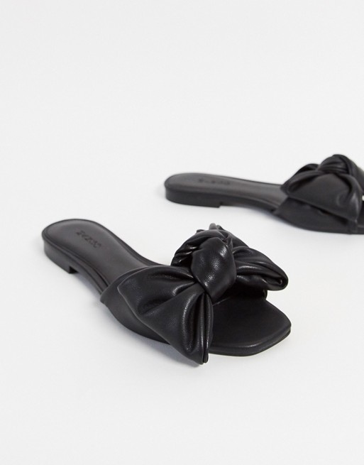 Mango flat sandals with bow in black