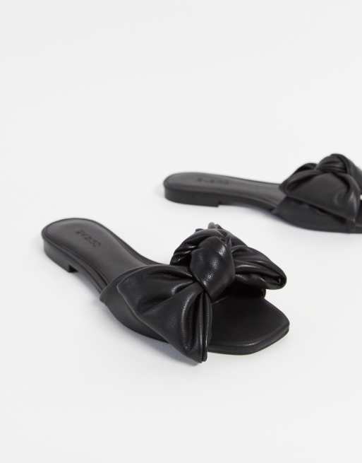 Black bow store flat sandals