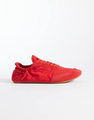 Mango flat trainer pumps in red | ASOS