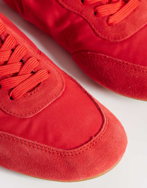 Mango flat trainer pumps in red, 3 of 5