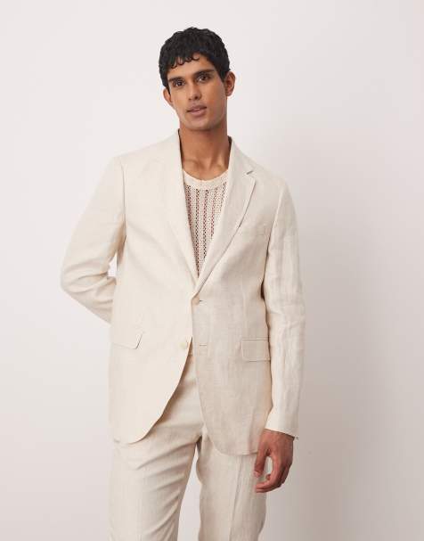 Mango flax linen blazer in light beige - part of a set - view 1