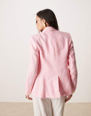 Mango Flax Linen Slim Fit Blazer