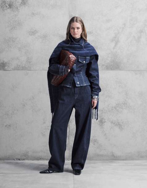 Mango - Flor - Denim co-ord set van 100% katoen van jack met versmalde taille en jeans in indigo - view 1