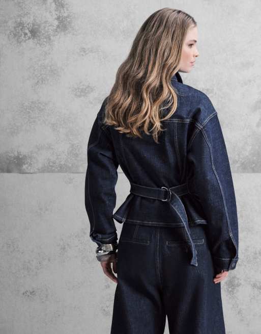 Mango - Flor - Getailleerd denim jack van 100% katoen in indigo, deel van co-ord set, 3 van 4