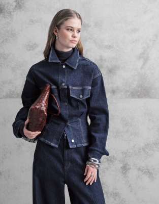 Mango - Flor - Taillierte Jeansjacke 100% Baumwolle in Indigoblau, Kombiteil