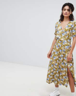 Mango floral midaxi tea dress in multi | ASOS