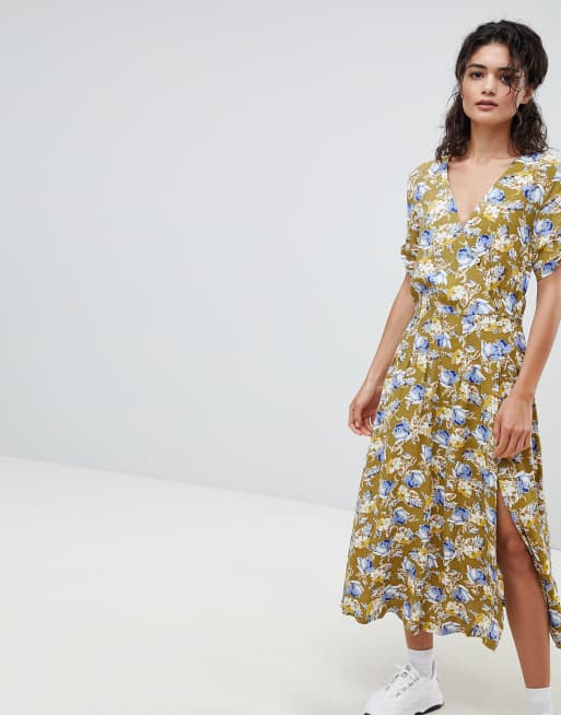 Mango floral midaxi tea dress in multi | ASOS