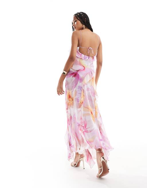 Mango floral print maxi dress in lilac | ASOS