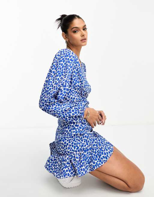 Mango blue hotsell wrap dress