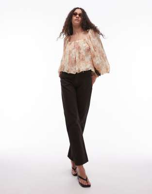 Mango Floral Print Volume Blouse In Yellow