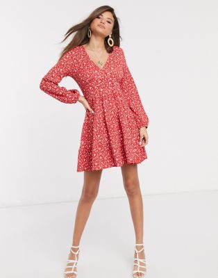 mango red floral dress