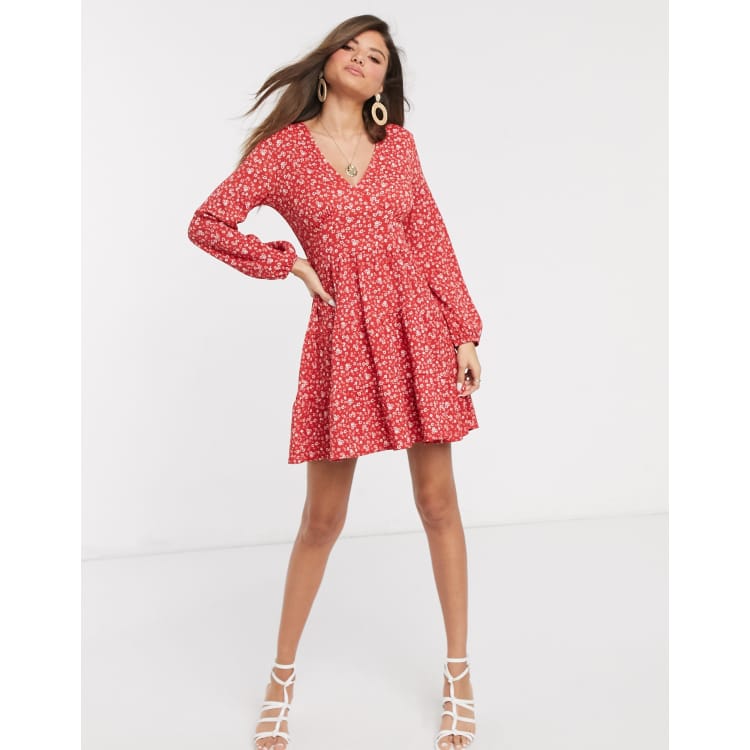 Mango floral printed mini dress in red